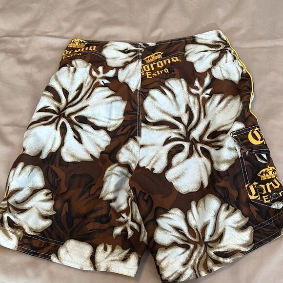 Mens Corona brown “Hawaiian” flowered shorts based on waist sz is S/M GUC - Picture 12 of 12